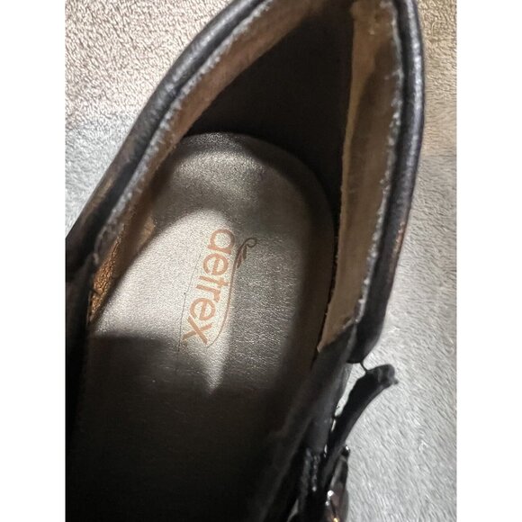 Aetrex Black Women’s Size 11 Leather Heeled Bootie Boots Classic Witchy - Picture 9 of 11